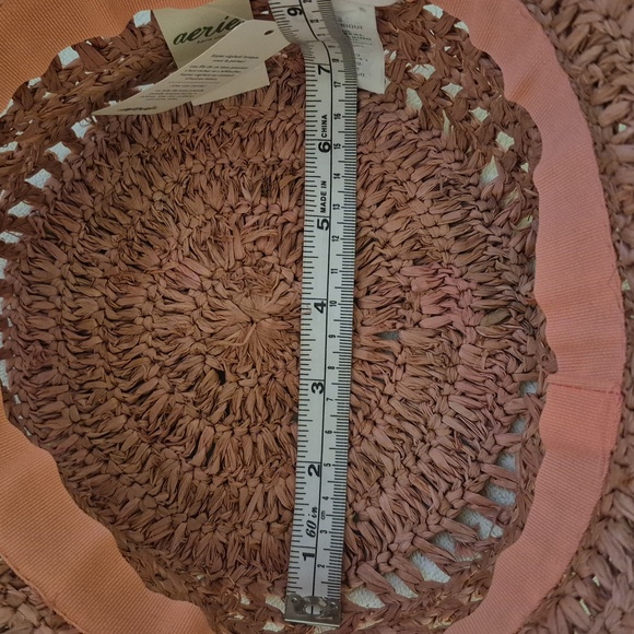 NWT Aerie Coral Straw Bucket Hat Boho Summer Sun Hat - Picture 8 of 10